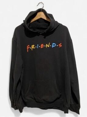 FRIENDS Black Hoodie with Colorful Logo Letters SZ XL